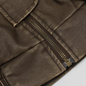 Concert Outfit Basic Pocket Faux Leather Jacket