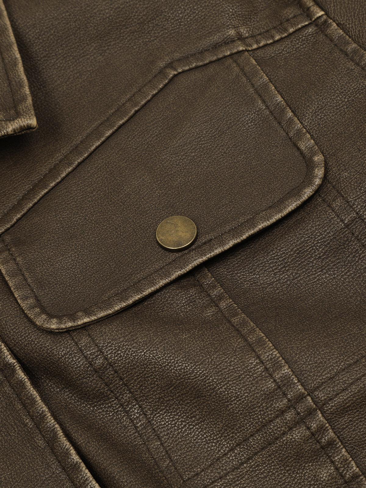 Concert Outfit Basic Pocket Faux Leather Jacket Concert Outfit Basic Pocket Faux Leather Jacket