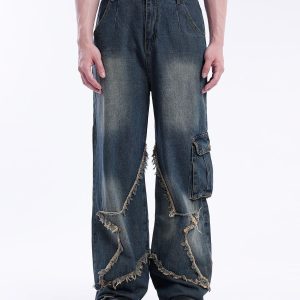 Concert Outfit Basic Star Fringe Loose Jeans