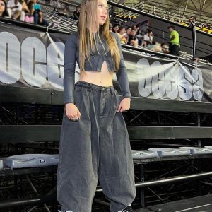 Concert Outfit Basic Tapered Baggy Jeans