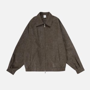 Concert Outfit Basic Zip Up Faux Leather Jacket