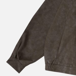 Concert Outfit Basic Zip Up Faux Leather Jacket