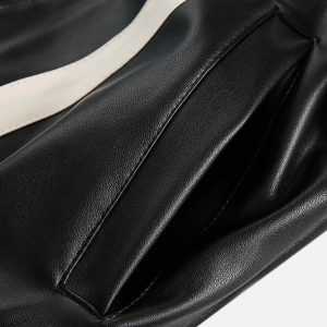 Concert Outfit Batwing Sleeves Faux Leather Jacket