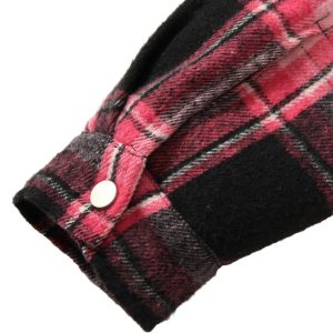 Concert Outfit Beaded Fur Collar Padded Plaid Jacket