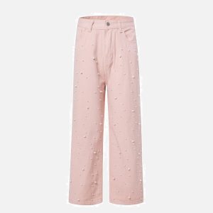 Concert Outfit Beaded Straight Jeans
