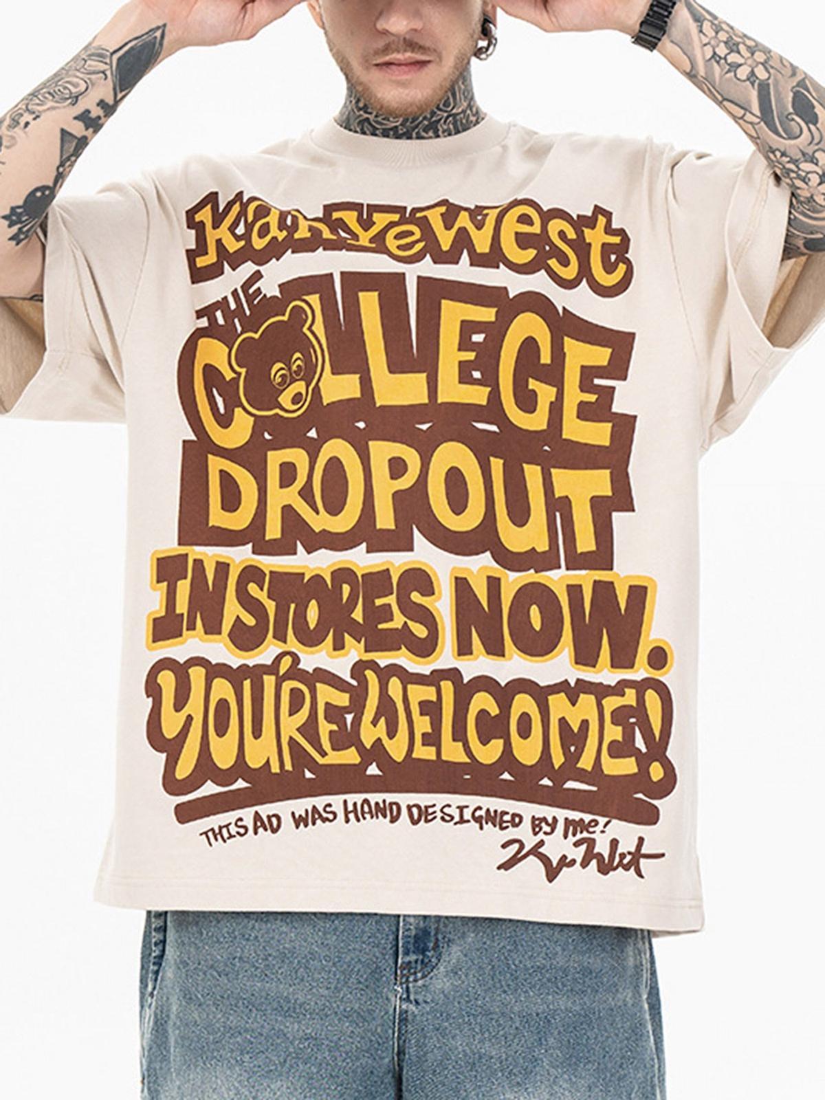 Concert Outfit Bear Letter Print Hip Hop Short Sleeve T-Shirt Concert Outfit Bear Letter Print Hip Hop Short Sleeve T-Shirt