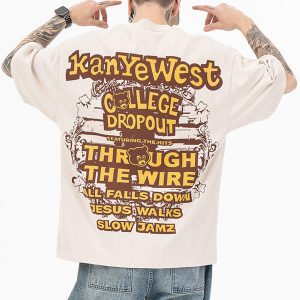 Concert Outfit Bear Letter Print Hip Hop Short Sleeve T-Shirt