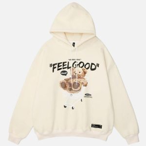 Concert Outfit Bear Shopping Cart Print Hoodie