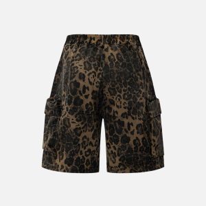 Concert Outfit Big Pocket Leopard Print Shorts