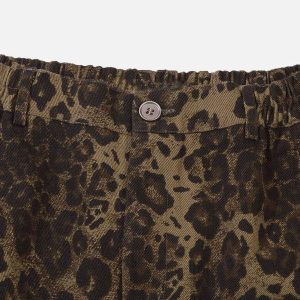 Concert Outfit Big Pocket Leopard Print Shorts