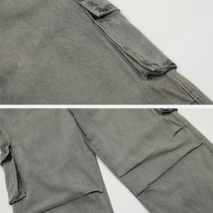 Concert Outfit Big Pocket Wrinkle Loose Jeans