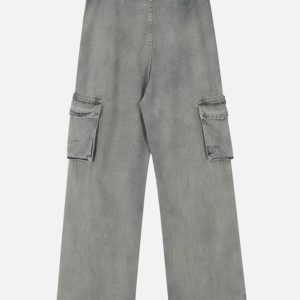 Concert Outfit Big Pocket Wrinkle Loose Jeans