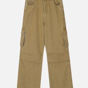 Concert Outfit Big Pocket Wrinkle Loose Jeans