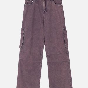 Concert Outfit Big Pocket Wrinkle Loose Jeans