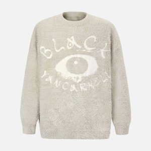 Concert Outfit Black Eye Pattern Sweater