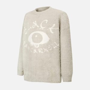 Concert Outfit Black Eye Pattern Sweater
