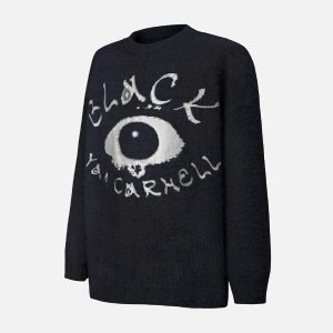Concert Outfit Black Eye Pattern Sweater