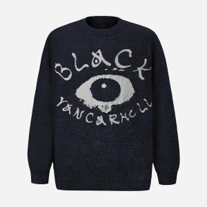 Concert Outfit Black Eye Pattern Sweater