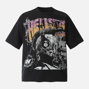 Concert Outfit Black Graphic Crew Neck T-Shirt