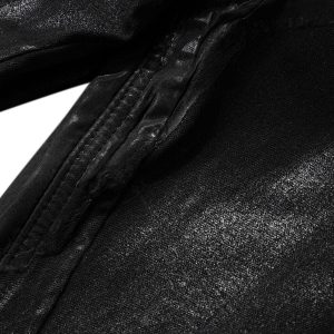 Concert Outfit Black Wax Coated Flare Jeans