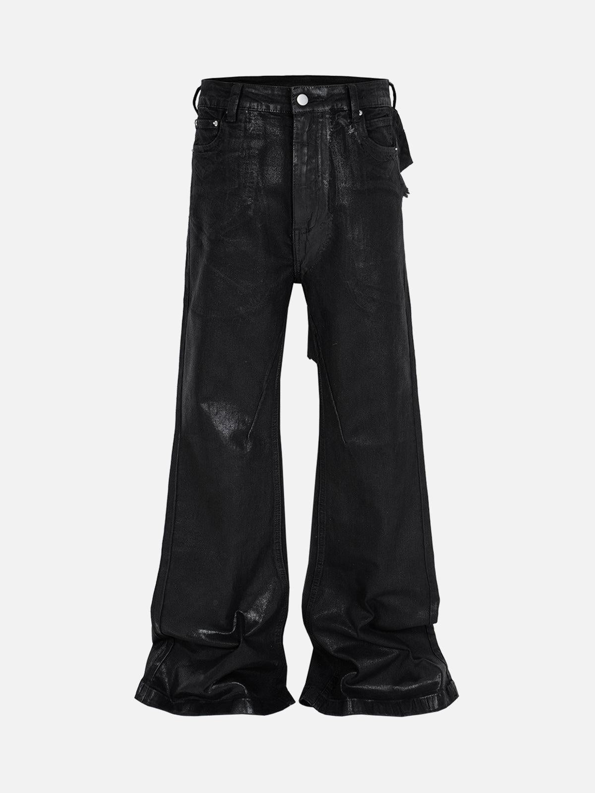 Concert Outfit Black Wax Coated Flare Jeans Concert Outfit Black Wax Coated Flare Jeans