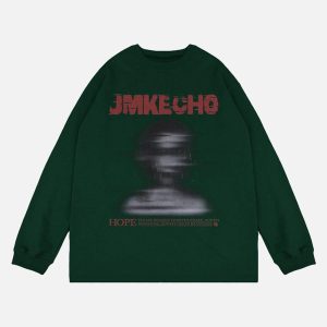 Concert Outfit Blurred Silhouette Print Long Sleeve T-Shirt