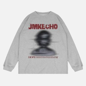 Concert Outfit Blurred Silhouette Print Long Sleeve T-Shirt