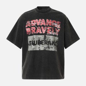 Concert Outfit Bold 'Advance Bravely' Graphic T-Shirt