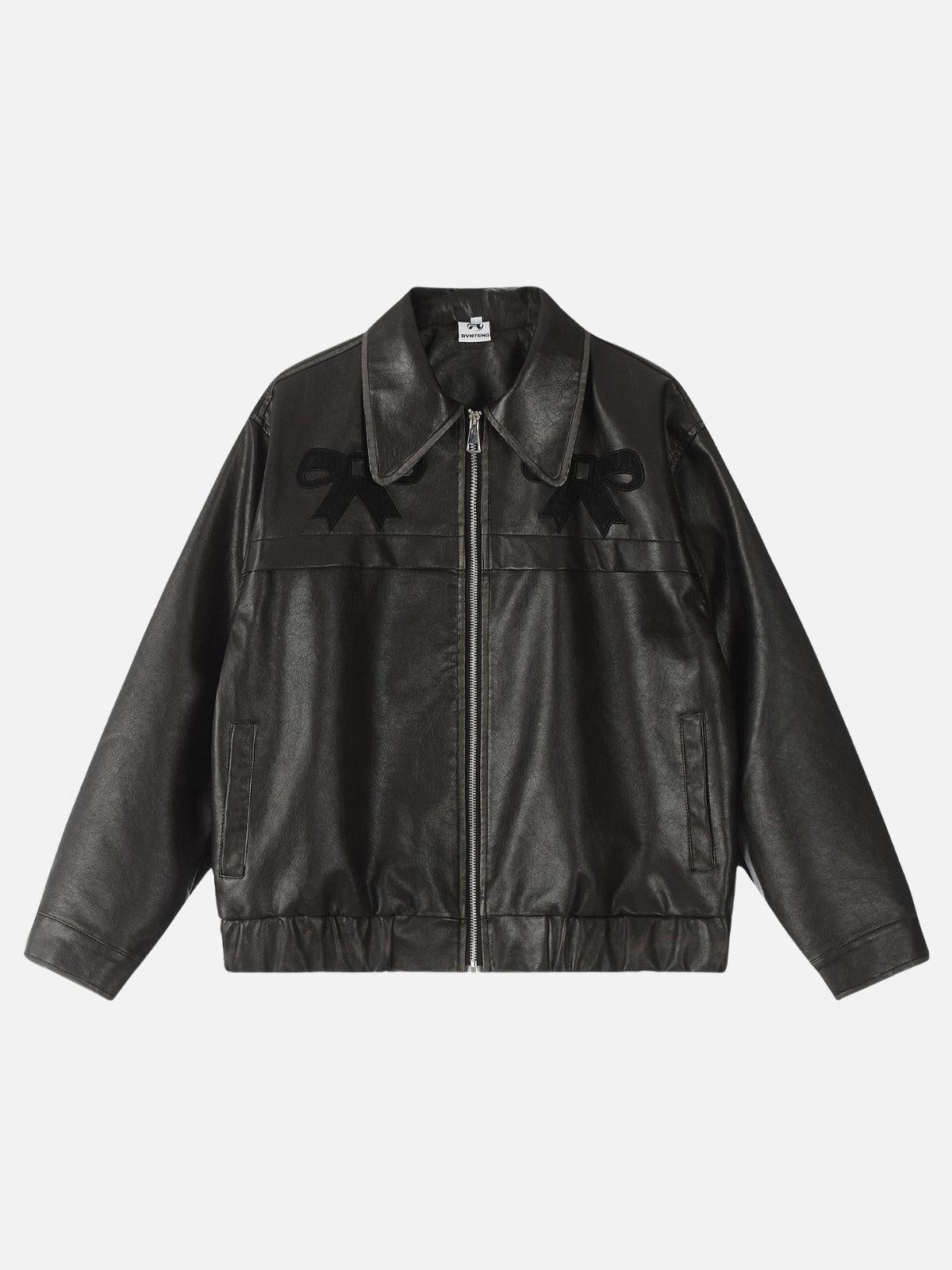 Concert Outfit Bow Cropped Faux Leather Jacket Concert Outfit Bow Cropped Faux Leather Jacket