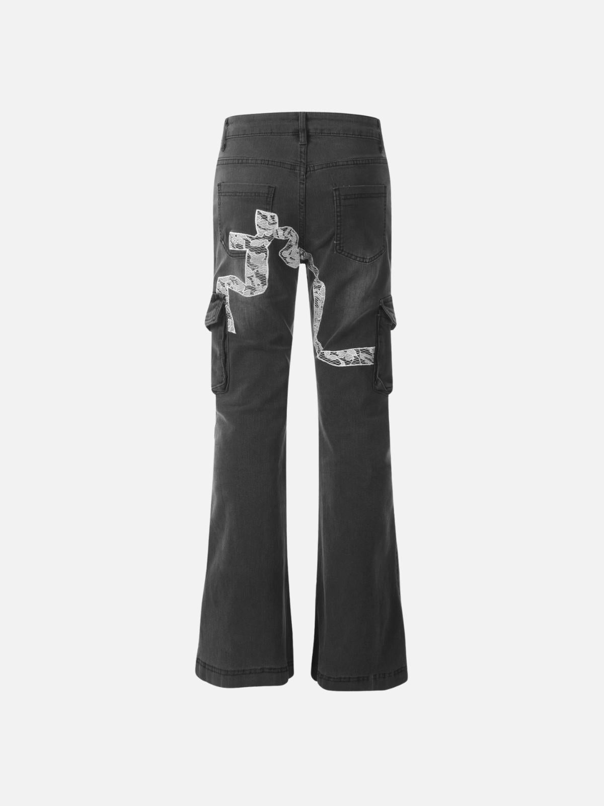 Concert Outfit Bow Multi Pocket Washed Jeans Concert Outfit Bow Multi Pocket Washed Jeans