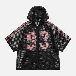 Concert Outfit Breathable Mesh Hooded Snake Print Jersey T-Shirt