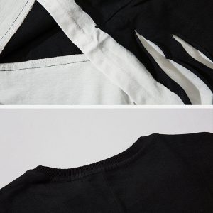 Concert Outfit Broken Hole Fake Two Pieces Tee