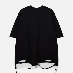 Concert Outfit Broken Hole Fake Two Pieces Tee