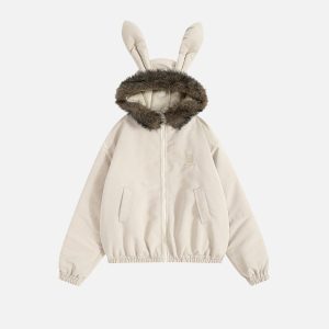 Concert Outfit Bunny Ear Hooded Coat