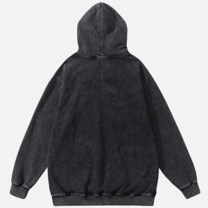 Concert Outfit Burning Retro Skull Skeleton Graphic Hoodie