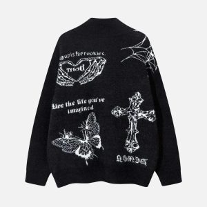 Concert Outfit Butterfly Cross Knit Cardigan