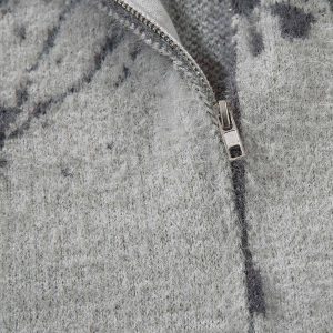 Concert Outfit Butterfly Jacquard  Knit Mock Neck Sweater