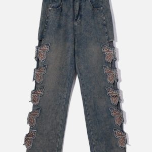 Concert Outfit Butterfly Leg Cutout Jeans