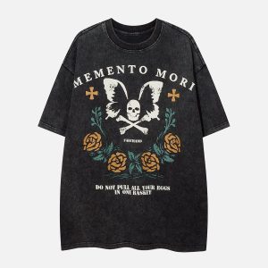 Concert Outfit Butterfly Skull Print Tee