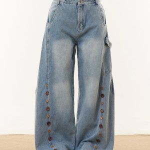 Concert Outfit Button Embroidered Barrel Jeans