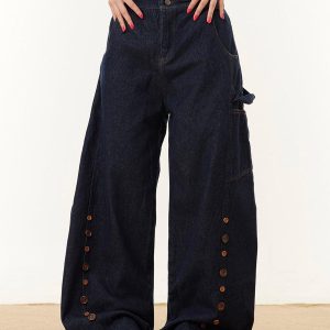 Concert Outfit Button Embroidered Barrel Jeans