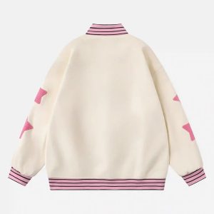 Concert Outfit Buttoned Star Embroidered Baseball Jacket