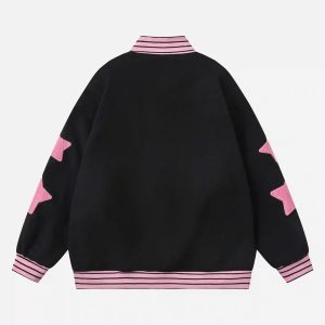 Concert Outfit Buttoned Star Embroidered Baseball Jacket