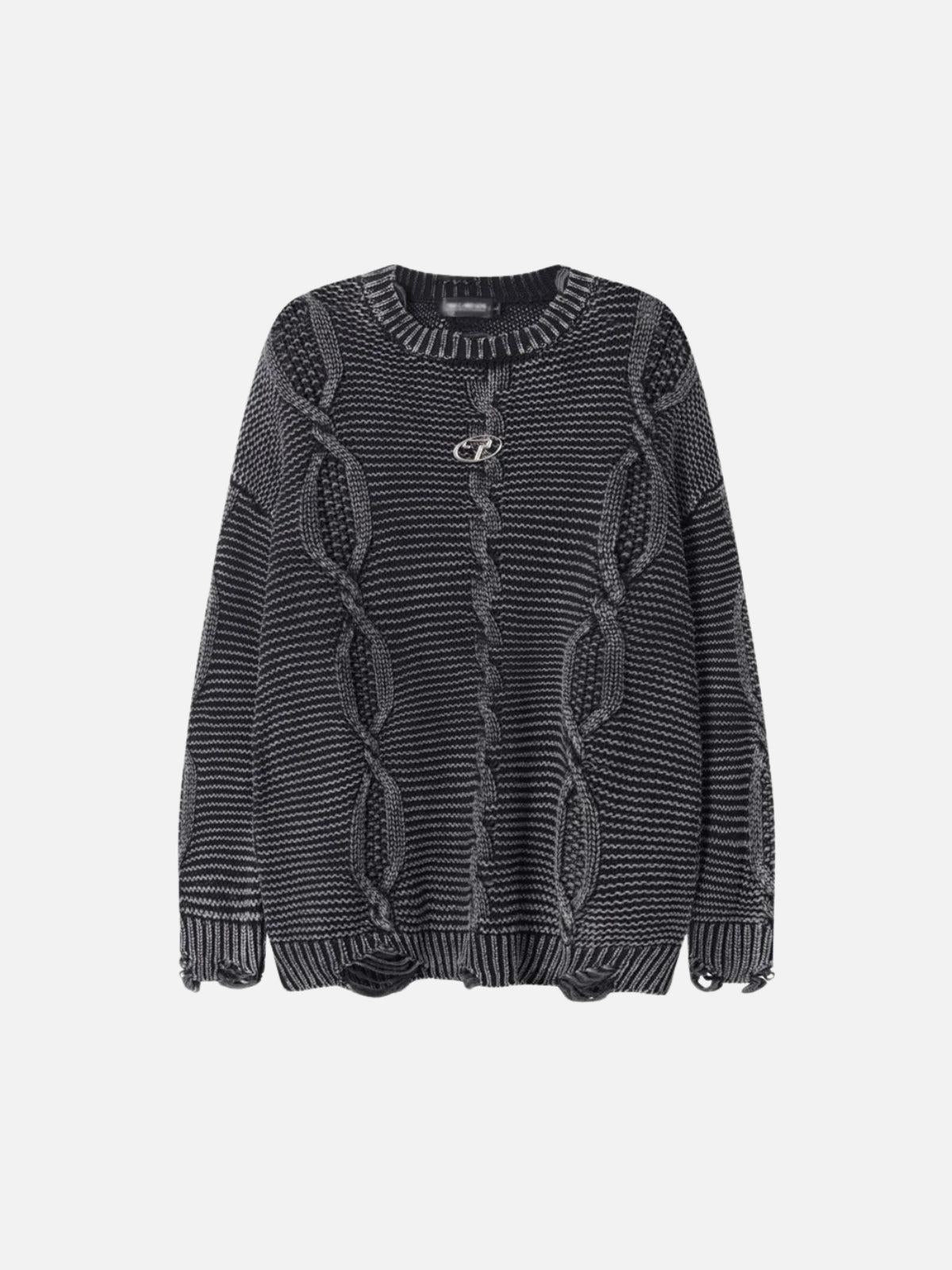 Concert Outfit Cable Knit Ripped Sweater Concert Outfit Cable Knit Ripped Sweater