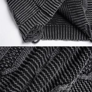 Concert Outfit Cable Knit Ripped Sweater