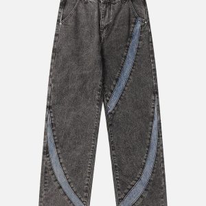 Concert Outfit Cambered Patchwork Straight-Leg Jeans