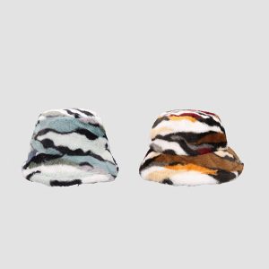 Concert Outfit Camo Stripe Plush Vintage Bucket Hat