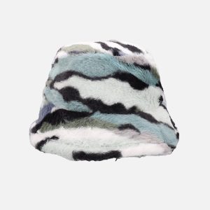 Concert Outfit Camo Stripe Plush Vintage Bucket Hat