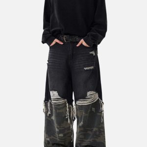 Concert Outfit Camouflage Distressed Jeans