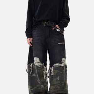 Concert Outfit Camouflage Distressed Jeans